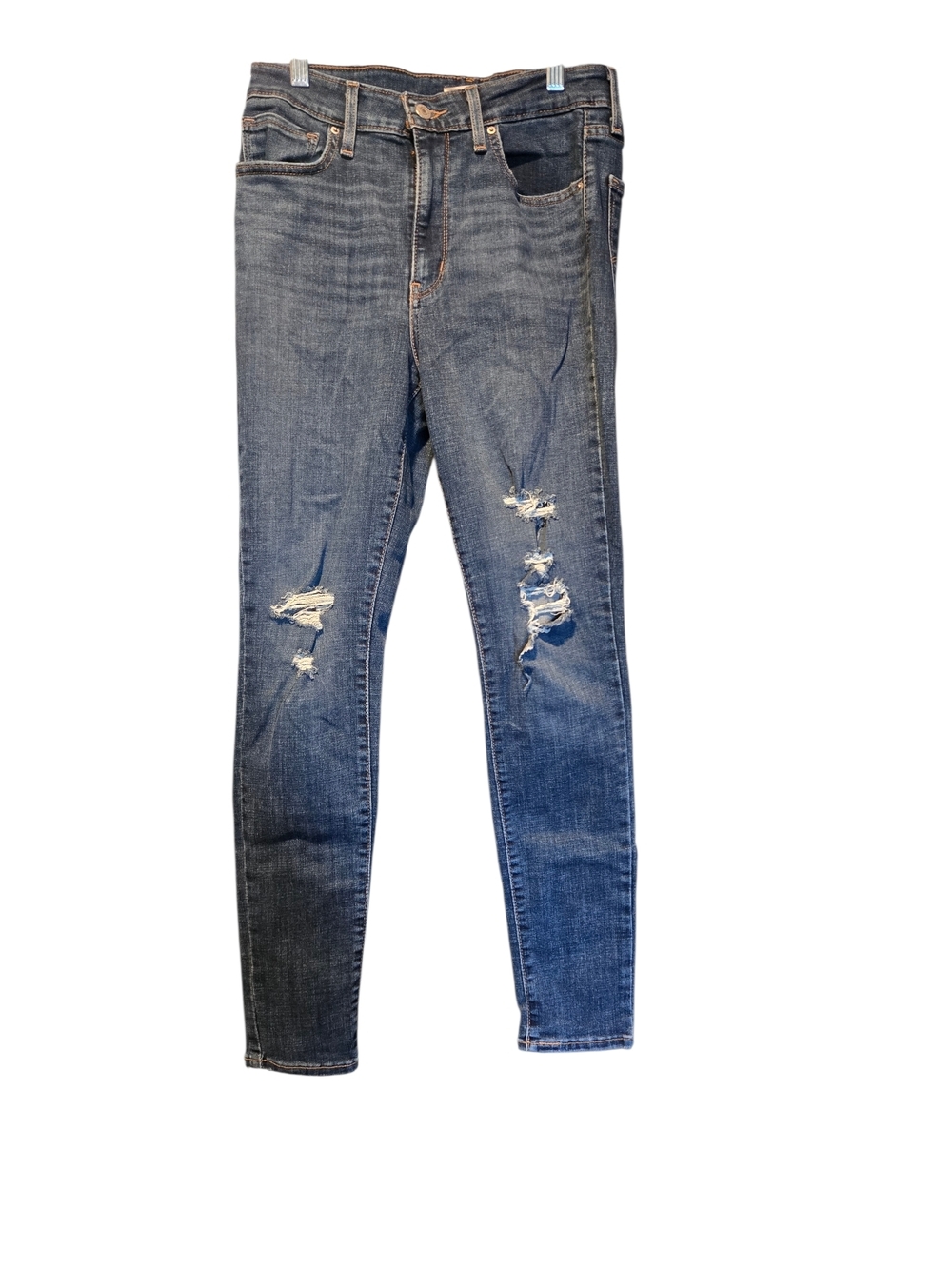 Levi's Women's Skinny Jeans in Medium Blue Denim Sz 29 Intentionally Distressed